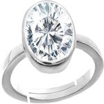 BARMUNDA gems 6.52 Carat/ 7.25 Ratti American Diamond (Zircon) Adjustable Silver Ring for Men and Women