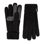 Isotoner Women's Cable Knit Gloves with Touchscreen Palm Patches, Black, One Size