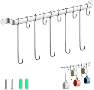 Evanda Coffee Mug Holder, Mug Holder Wall Rack, for Kitchen Dining Room, Wall Mounted Kitchen Rail with 5 Long Hooks and 5 Short Hooks.