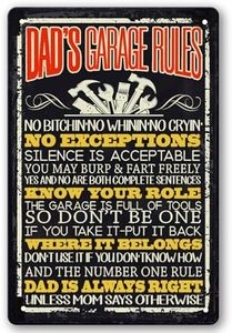 Funny Dad Garage Signs Dad's Garage Rules Sign Man Cave Decor Gifts For Men Dads Garage Metal Tin Signs Garage Accessories Cool Garage Stuff For Men Mechanic Shop Decor 8x12 Inch