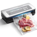 Vacuum Sealer Machine, Anybear Powerful 90kPa 120W Wide Seal Food Sealer with Bags Storage and Build-in Cutter | Digital Countdown Display | 2 Bag Rolls and 5pcs Pre-cut Bags (Silver)