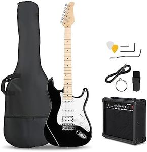 Ktaxon 39 Inch Electric Guitar Kit for Beginner, HSS Pickups 6 String Solid-Body Full Size Adults Electric Guitars W/Amplifier, Bag, Strap, Cable, Accessories - Black