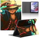 Cool Anime Black Case for iPad 9th/8th/7th Gen 2021/2020/2019 10.2 Inch,Japanese Manga Character Funny Cartoon Printed Leather Stand Folio Cover,Soft TPU Comic Protective for Teens Girls Women Boys