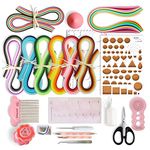 JUYA Paper Quilling Kit with 960 Strips and 14 Tools (Pink Tools, Width 5mm Have Glue)