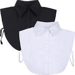 Tatuo 2 Pieces Fake Collar Detachable Collar for Women Shirts Collar Dickey Collar Half False Blouse Dickey (Black, White,Large)