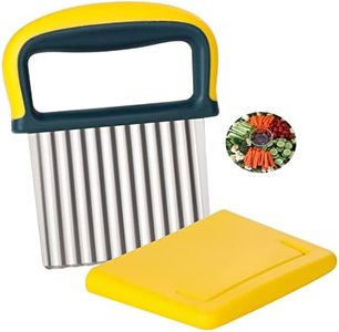 Crinkle Cutter Wavy Blade Chips Cutter French Fry Slicer Potato Carrot Chipper Vegetable Crinkle Knife Stainless Steel Wavy Chopper Kitchen Cutting Tool, Yellow