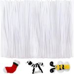 Iooleem 200pcs White Pipe Cleaners, Chenille Stems, Pipe Cleaners for Crafts, Pipe Cleaner Crafts, Art and Craft Supplies.