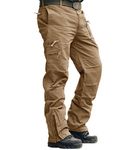 CRYSULLY Men's Winter Cotton Casual Sport Hiking Army Cargo Wild Combat Multi Pockets Work Trousers Wolf Brown