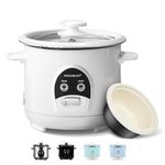 MOOSUM Electric Rice Cooker with One Touch for Asian Japanese Sushi Rice, 3-cup Uncooked/6-cup Cooked, Fast&Convenient Cooker with Ceramic Nonstick Coating inner pot, Auto Warmer, White