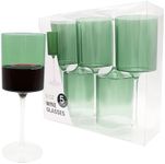 PARTY BARGAINS 14oz Plastic Two Tone Wine Glasses, Green & Clear, 5 Pack