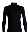 Icebreaker Men's Everyday Half Zip Long Sleeve Top - Zip up Sweatshirt - 100% Merino Wool Base Layer - Black, M