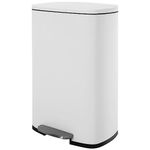 PayLessHere 13 Gallon(50L) Trash Can, Fingerprint Proof Stainless Steel Kitchen Garbage Can with Removable Inner Bucket and Hinged Lids, Pedal Rubbish Bin for Home Office（White）