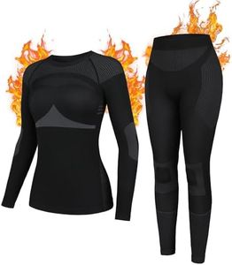 ATTRACO Ski Base Layer for Women Long Johns Winter Thermal Underwear Set for Cold Weather Black S