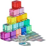 KOAICS Rainbow Crystal Acrylic Cubes Children Learning Color Light Shadow Toy, Stacking Gem Blocks Sensory Building Blocks for Kids(16PCS)… (16 PCS Acrylic Blocks)