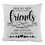 ZNGFON Side by Side Or Miles Apart Friends are Always Close at Heart Friendship Soft Throw Pillow Case Cushion Cover Decor for Sofa Couch Bed 18x18 Inch Birthday Grduation Gifts，Long Distance Gifts