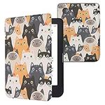 kwmobile Case Compatible with Kobo Clara 2E / Tolino Shine 4 Case - eReader Cover - Cats Orange/Black/White