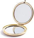 mpowtech Gold Compact Mirror for Purse - 1x/2x Magnification Travel Makeup Mirror 2.76 Inch Double-Sided Folding Mirror Small Pocket Mirror Mini Vanity Mirror Cosmetic Mirror for Women Kids Gift