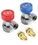 YAKEFLY AC R134A Adapter Fittings,R134a Connector 1/4 Inch Quick Connector with Manifold Gauge Set, Adjustable Quick Coupler Adapters Fitting Kit for R134a Car AC System Evacuation Recharging and More