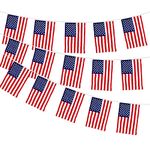 33ft/10m American Bunting Flag Fabric USA Garland Banner America Pennant Flag Stars Stripes for 4th July, Memorial Day, Fourth of July Independence Day, Veterans Day US Party Decorations(30flags * 1)