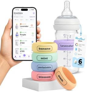 HoopDee NFC Breast Milk Bands with Free App Integration for Breast Milk Labels & Formula Management, Dishwasher-Safe Silicone, Color-Coded Sets (6 Bands)