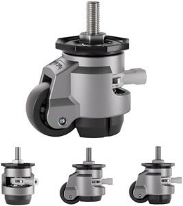 TESUMI 3" Inch Stem Leveling Casters Wheel with Ratchet Handle, 1/2 Inch and M12 Stem Size, Height Adjustable Heavy Duty Casters Set of 4 Total Load 4800 Lbs, Workbench Retractable Caster, T100