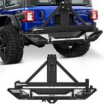 OEDRO Rear Bumper w/Tire Carrier Compatible for 2018-2024 Jeep Wrangler JL & Unlimited JLU (2/4 Doors), Full Width Back Bumper w/Hitch Receiver & D-Rings & Reflective Armor