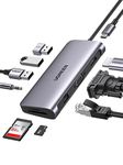 UGREEN USB C Hub 10 in 1 Type C Hub with Ethernet, 4K USB C to HDMI, VGA, PD Power Delivery, 3 USB 3.0 Ports, USB C to 3.5mm, SD/TF Cards Reader for MacBook/Pro/Air and Type C Windows Laptops