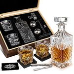 Whiskey Stones Whiskey Gift Sets for Men Whisky Glasses Set 2 Reusable Stainless Steel Whisky Ball 2 Crystal Whisky Glass 1 Whiskey Decanter 2 Slate Coasters Best Gifts for Men