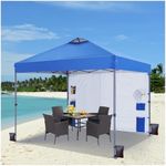 MFSTUDIO 10x10 Outdoor Pop Up Canopy Tent with 1 Removable Sidewall, Easy Set-up Straight Leg Folding Instant Shelter for Beach, 100 Sq. Ft of Shade, Blue