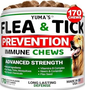 Flea and Tick Prevention for Dogs Chewables - 170 Chews - Natural Dog Flea and Tick Treatment Chewable - Flea and Tick Chews for Dogs - Soft Oral Flea Pills for Dogs - All Breeds & Ages - Bacon Flavor