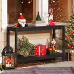 DWVO 48" Console Table, Poly Lumber Indoor Outdoor Multifunctional Buffet Bar Storage Organizer with Adjustable Feet (Black)