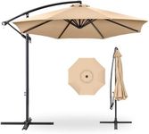 Best Choice Products 10ft Offset Hanging Market Patio Umbrella w/Easy Tilt Adjustment, Polyester Shade, 8 Ribs for Backyard, Poolside, Lawn and Garden - Sand