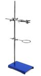 LABSURGE Retort stand for laboratory 24" steel rod,iron heavy base,bosshead,burette clamp,retort ring for scientific experiments in lab made in India