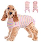 Dog Recovery Suit, Abdominal Wound Protector Puppy Medical Surgical Clothes Post-Operative Vest Pet After Surgery Wear E-Collar & Cone Alternative for Small Medium Large Dogs(Pink Stripes, M)