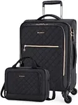 BAGSMART Carry On Luggage 20 Inch, Expandable Suitcase, Luggage with Duffel Luggage Airline Approved Rolling Softside Suitcases Women Men, Carry-On Black Square Quilted