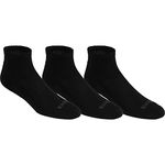 ASICS Unisex CUSHION QUARTER (3 Pack) SOCKS Accessories, XL, BLACK