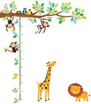 DECOWALL DW-1402 Little Monkeys Tree and Animals Height Growth Chart Kids Wall Stickers Wall Decals Peel and Stick Removable Wall Stickers for Kids Nursery Bedroom Living Room