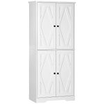 HOMCOM 71" Tall Kitchen Pantry, Farmhouse Storage Cabinet with Doors and Shelves Adjustability, 4 Door Kitchen Cupboard with 4 Tiers, White