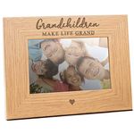 Dust and Things 'Grandchildren Make Life Grand' Frame/Wooden Grandchildren Photo Frame/Engraved For Grandparents/Grandparents Photo Frame/Birthday Gifts For Grandad Or Grandma (6x4 Landscape)