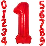 Ousuga 40 Inch Red Number 1 Balloon Large Foil Number Balloon Giant Birthday Age Balloons Mylar Helium Digit Balloon for Kids Women Men Birthday Wedding Anniversary Engagement New Year's Party Decorations