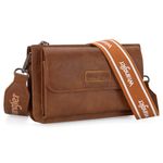 Wrangler Crossbody Wallet Purse for Women Small Shoulder Handbags with Phone Pocket, Brown