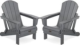 SERWALL Adirondack Chair Set of 2 for Patio Garden Outdoors Fire Pit- (Folding Gray)