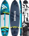 Flypark 10'8x35 Fishing&Family Stable Inflatable Paddle Boards, Extra Wide SUP Paddleboard Inflatable, 430lb Bearing, Stand Up Paddle Board, Camera Mount, Shoulder Strap