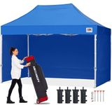 ABCCANOPY 3x4.5M Pop Up Gazebo Canopy Commercial Tents Market stall with 4 Removable Sidewalls and Roller Bag Bonus 4 Weight Bags (Blue)
