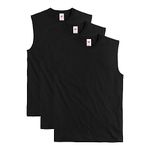 Hanes Men's Essentials Midweight T Pack, Cotton Muscle Tank Shirts, 3-Pack, Black, Small