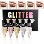 Liquid Eyeliner Glitter Eye Liners Kit,Shiny Diamond-Shape Waterproof Eyeliner Pigment Colorful Eye Shadow Quick Dry Shimmer Silver Gold Beauty Cosmetics Makeup For Women(5Colors)