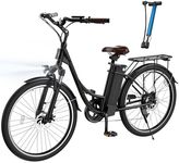 Finbike U2 Electric Bike Adults, 26 inch City Electric Bicycle with Removable Battery, 75KM Range & 20MPH, 5 Speed Modes, 3 Working Modes, Dual Shock Absorber and Shimano 7-Speed Gearing