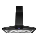 SNDOAS Black Range Hood 30 inch,Wall Mounted Range Hood 30 inches,Black Kitchen Hoods with Touch Controls,Stainless Steel Range Hood in Black Painted,Ductless Range Hood,Hood Vents for Kitchen