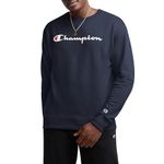 Champion Men's Graphic Powerblend Fleece Crew Sweatshirt, Navy-y06794, Large