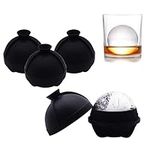 Helpcook Ice Ball Molds 4 Pack - Silicone Sphere Ice Molds with Built-in Funnel - 2.5 Inch Round Ice Cube Molds Ice Ball Maker Makes Large Ice Balls for Whiskey & Cocktails - Easy Release and BPA Free